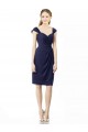 Sweetheart Knee Length Soft Chiffon Dark Navy Cap Sleeves Bridesmaid Dress Victoria