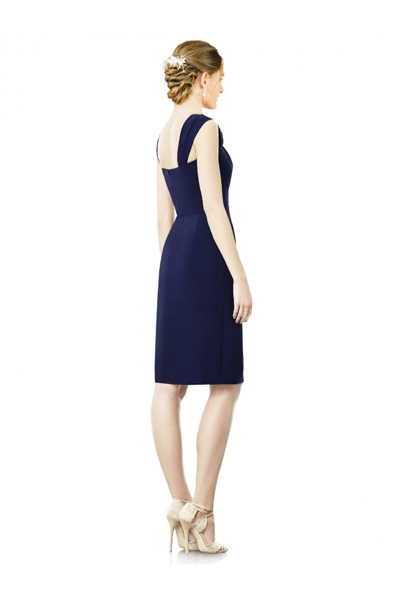 Sweetheart Knee Length Soft Chiffon Dark Navy Cap Sleeves Bridesmaid Dress Victoria