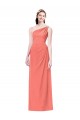 One Shoulder Long Soft Chiffon Coral Sleeveless Bridesmaid Dress Victoria