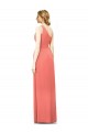 One Shoulder Long Soft Chiffon Coral Sleeveless Bridesmaid Dress Victoria