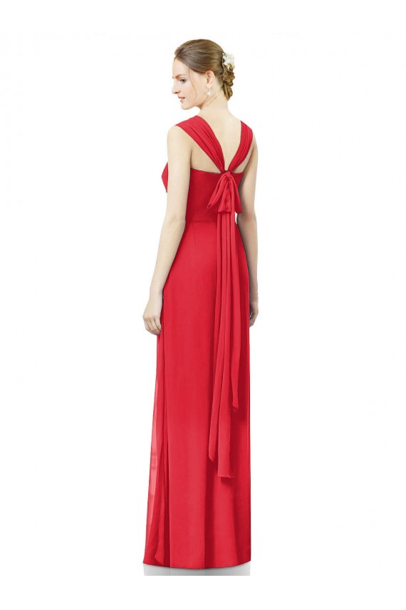 Sweetheart Long Soft Chiffon Red Cap Sleeves Formal Dress / Bridesmaid Dress Victoria
