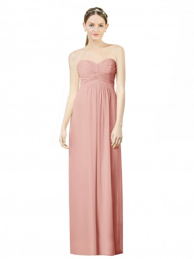 Sweetheart Long Soft Chiffon Bliss Pink Sleeveless Bridesmaid Dress Victoria
