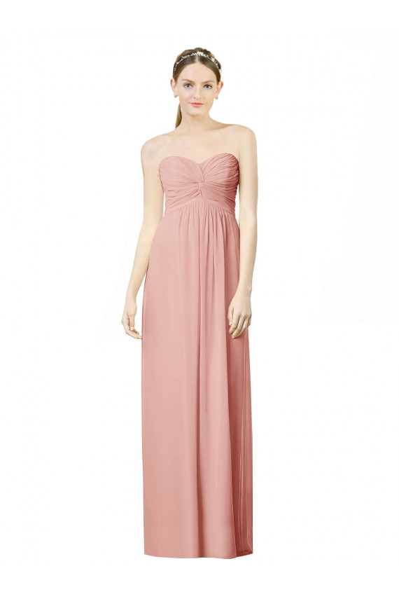 Sweetheart Long Soft Chiffon Bliss Pink Sleeveless Bridesmaid Dress Victoria