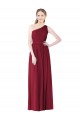 One Shoulder Long Soft Chiffon Burgundy Sleeveless Bridesmaid Gown Victoria