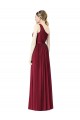 One Shoulder Long Soft Chiffon Burgundy Sleeveless Bridesmaid Gown Victoria