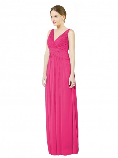 V-Neck Long Soft Chiffon Azalea Sleeveless Bridesmaid Dress Victoria