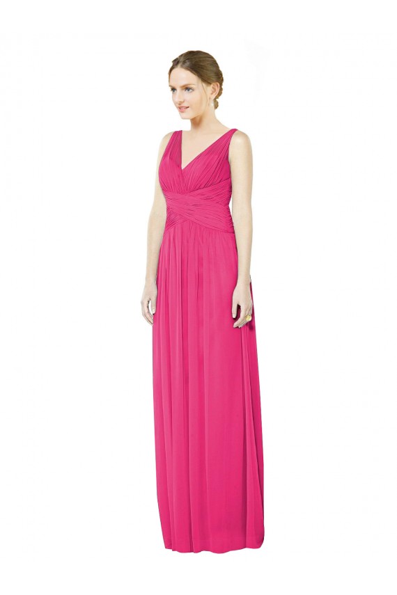 V-Neck Long Soft Chiffon Azalea Sleeveless Bridesmaid Dress Victoria