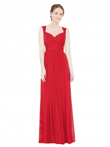 Sweetheart Long Chiffon Red Sleeveless Bridesmaid Dress / Evening Dress Victoria