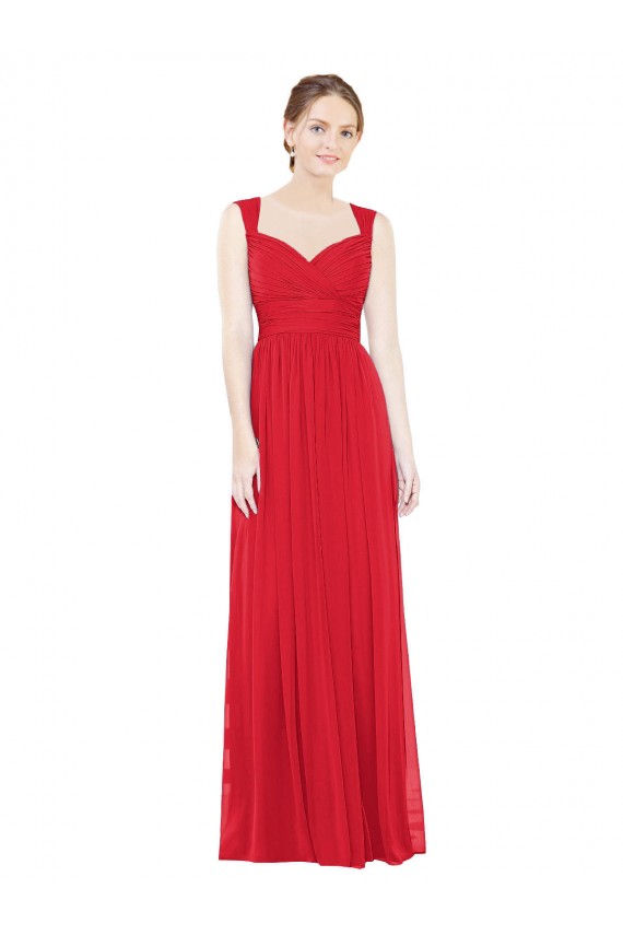 Sweetheart Long Chiffon Red Sleeveless Bridesmaid Dress / Evening Dress Victoria