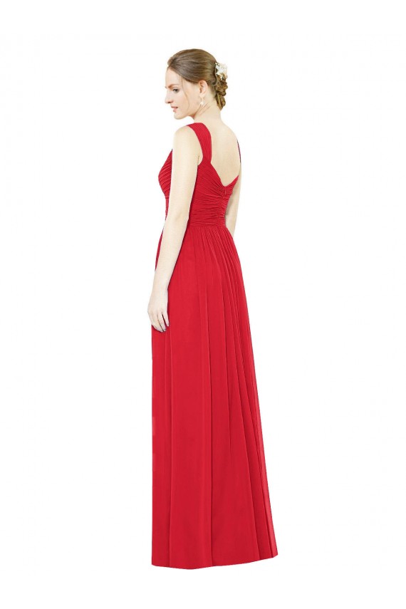 Sweetheart Long Chiffon Red Sleeveless Bridesmaid Dress / Evening Dress Victoria
