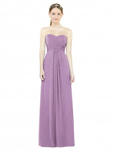 Sweetheart Long Soft Chiffon Dark Lavender Sleeveless Bridesmaid Dress Victoria