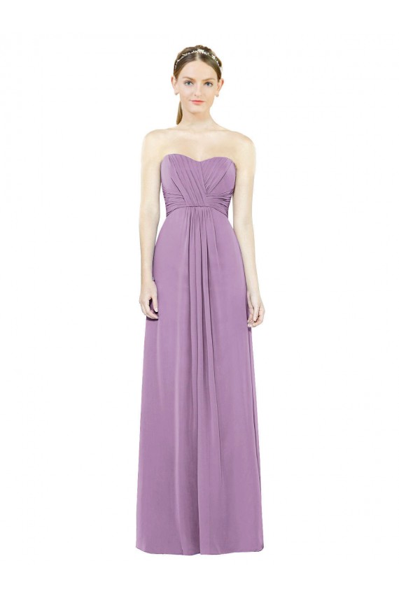 Sweetheart Long Soft Chiffon Dark Lavender Sleeveless Bridesmaid Dress Victoria