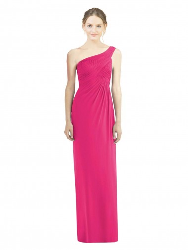 One Shoulder Long Soft Chiffon Azalea Sleeveless Bridesmaid Dress Victoria