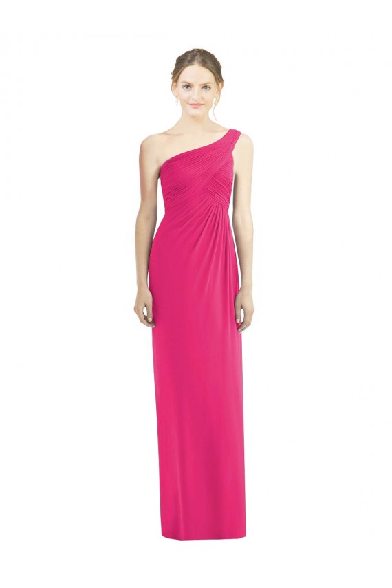 One Shoulder Long Soft Chiffon Azalea Sleeveless Bridesmaid Dress Victoria