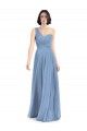 One Shoulder Long Soft Chiffon Dusty Blue Sleeveless Formal Dress / Bridesmaid Dress Victoria