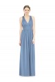 V-Neck Long Chiffon Dusty Blue Sleeveless Bridesmaid Gowns Victoria