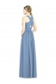 V-Neck Long Chiffon Dusty Blue Sleeveless Bridesmaid Gowns Victoria