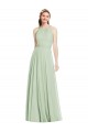 Halter Neck Long Chiffon Sage Sleeveless Bridesmaid Dress / Evening Dress Victoria
