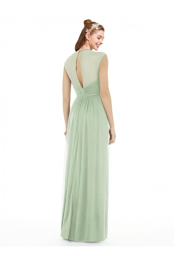 Sweetheart Long Soft Chiffon Sage Cap Sleeves Formal Dress / Bridesmaid Dress Victoria