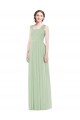 Spaghetti Straps Long Soft Chiffon Sage Sleeveless Bridal Party Dress Victoria