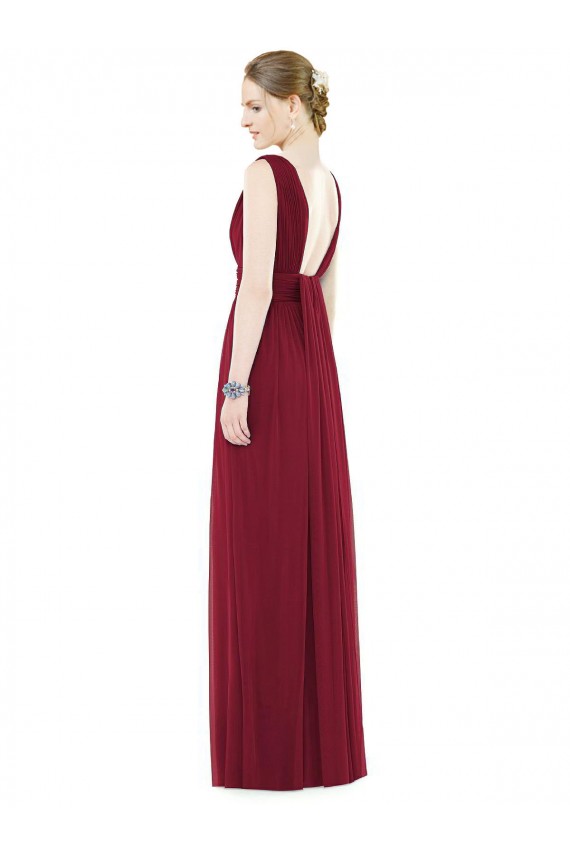 V-Neck Long Soft Chiffon Royal Blue Sleeveless Bridesmaid Gowns Victoria