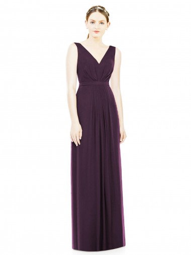 V-Neck Long Chiffon Grape Sleeveless Bridesmaid Dress / Evening Dress Victoria