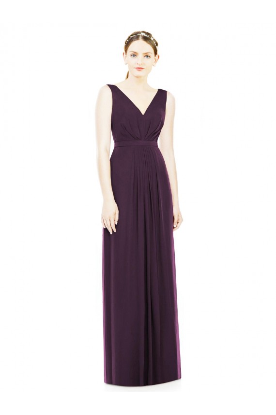 V-Neck Long Chiffon Grape Sleeveless Bridesmaid Dress / Evening Dress Victoria