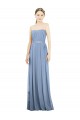 Strapless Long Soft Chiffon Dusty Blue A-Line Sleeveless Bridesmaid Dress Victoria