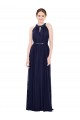 High Neck Long Soft Chiffon Dark Navy Sleeveless Bridesmaid Dress / Formal Dress Victoria