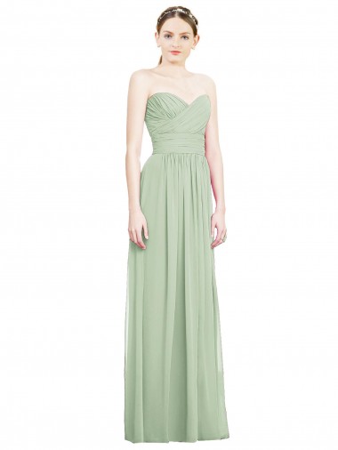 Strapless Long Soft Chiffon Sage Sleeveless Bridesmaid Dress Victoria