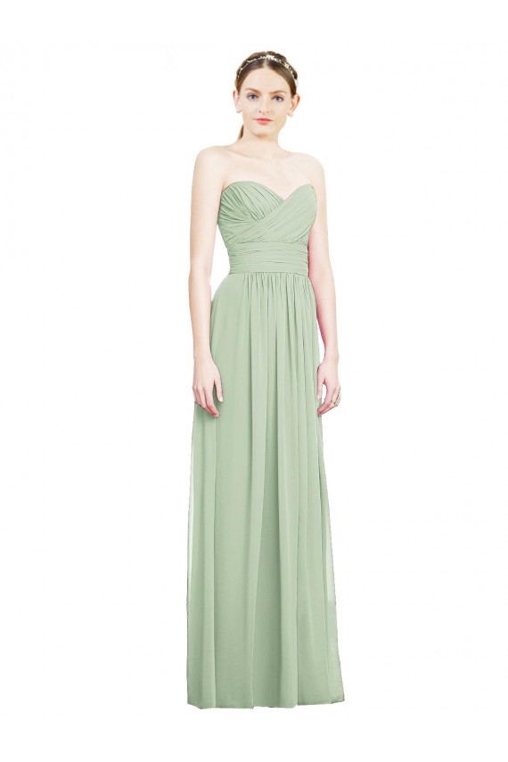 Strapless Long Soft Chiffon Sage Sleeveless Bridesmaid Dress Victoria