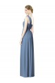 One Shoulder Long Soft Chiffon Dusty Blue Sleeveless Bridesmaid Dress Victoria