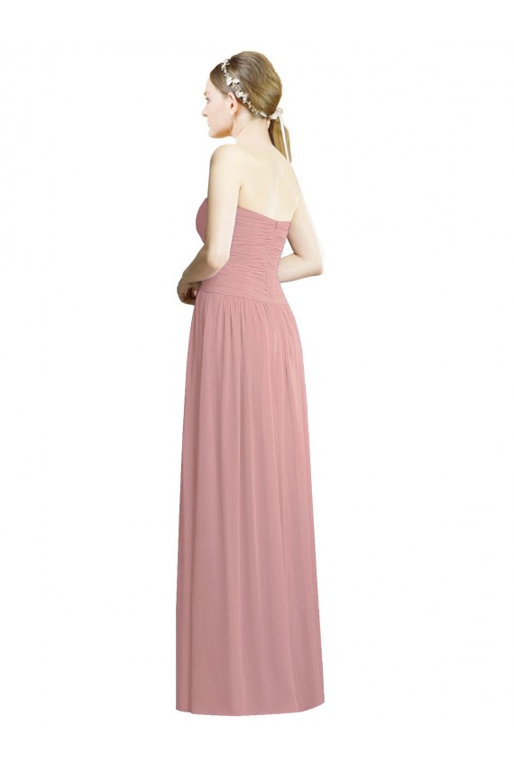 Strapless Long Chiffon Dusty Pink Sleeveless Bridesmaid Dress / Evening Dress Victoria