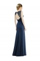 Illusion Neck Long Soft Chiffon & Lace Dark Navy Sleeveless Bridesmaid Dress Victoria