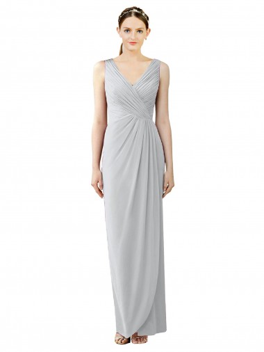 V-Neck Long Chiffon Frost Sleeveless Bridesmaid Dress / Evening Dress Victoria
