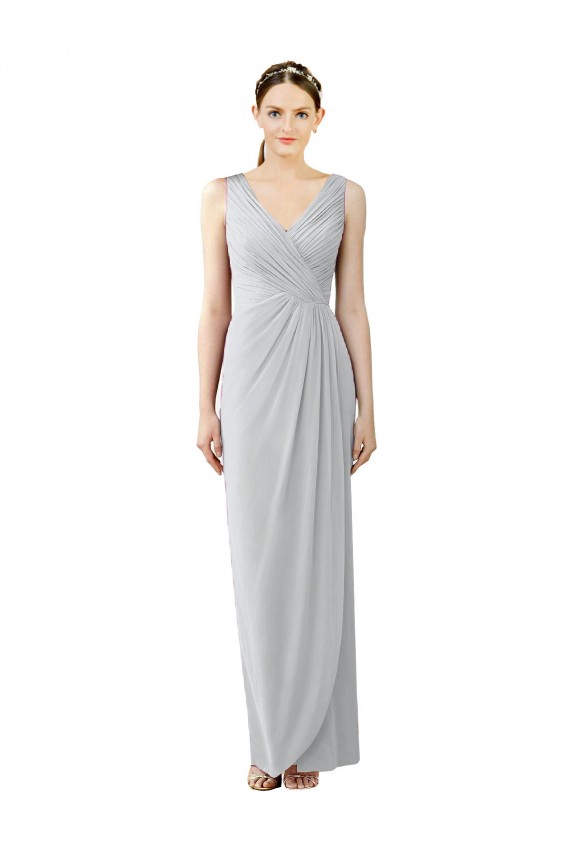 V-Neck Long Chiffon Frost Sleeveless Bridesmaid Dress / Evening Dress Victoria