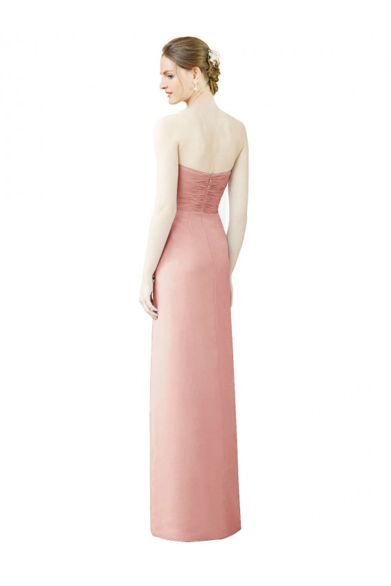 Strapless Long Soft Chiffon Bliss Pink Sleeveless High Low Bridesmaid Dress Victoria