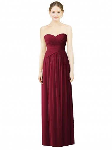 Sweetheart Long Soft Chiffon Burgundy Sleeveless Evening Dress / Bridesmaid Dress Victoria
