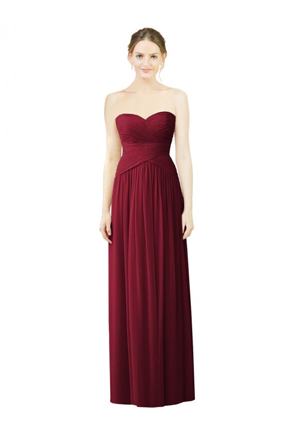 Sweetheart Long Soft Chiffon Burgundy Sleeveless Evening Dress / Bridesmaid Dress Victoria
