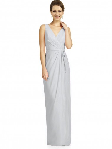 V-Neck Long Soft Chiffon Frost Sleeveless Bridesmaid Dress Victoria