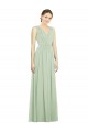V-Neck Long Soft Chiffon Sage Sleeveless Bridesmaid Dress Victoria
