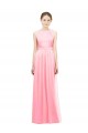 Halter Neck Long Soft Chiffon Salmon Sleeveless Bridesmaid Dress Victoria