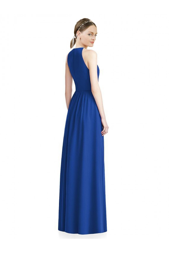 Halter Neck Long Chiffon Silver Sleeveless Bridesmaid Dress / Evening Dress Victoria