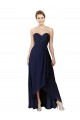 Sweetheart Long Soft Chiffon Dark Navy Sleeveless High Low Bridesmaid Dress Victoria