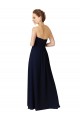 Sweetheart Long Soft Chiffon Dark Navy Sleeveless High Low Bridesmaid Dress Victoria
