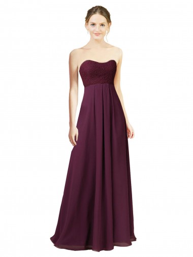 Sweetheart Long Chiffon Grape Sleeveless Bridesmaid Dress Victoria
