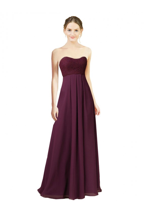 Sweetheart Long Chiffon Grape Sleeveless Bridesmaid Dress Victoria