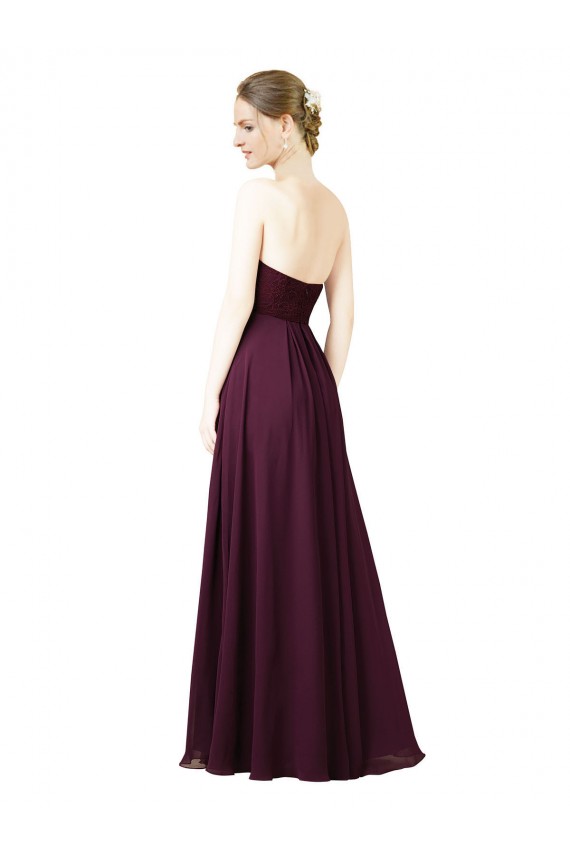 Sweetheart Long Chiffon Grape Sleeveless Bridesmaid Dress Victoria