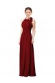Halter Neck Long Soft Chiffon Burgundy Sleeveless Bridesmaid Dress Victoria