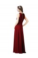 Halter Neck Long Soft Chiffon Burgundy Sleeveless Bridesmaid Dress Victoria